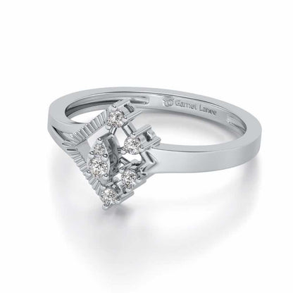 Corrugated Shine Silver Ring - White Gold - Image 2