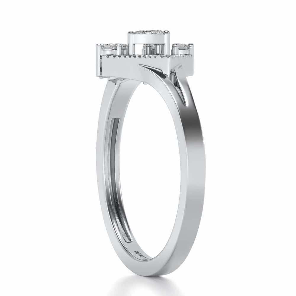 Corrugated Shine Silver Ring - White Gold - Image 3