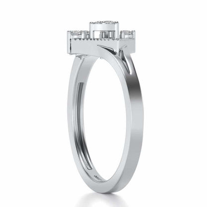 Corrugated Shine Silver Ring - White Gold - Image 3