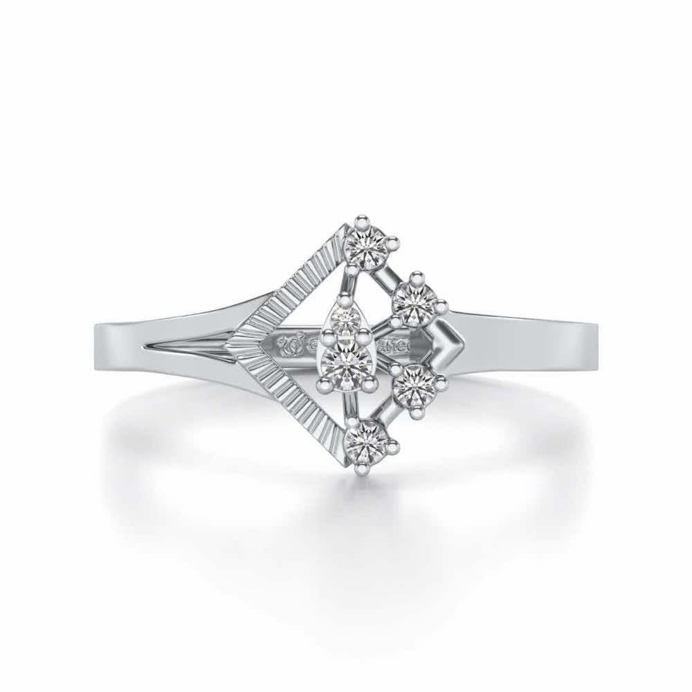 Corrugated Shine Silver Ring - White Gold - Image 4