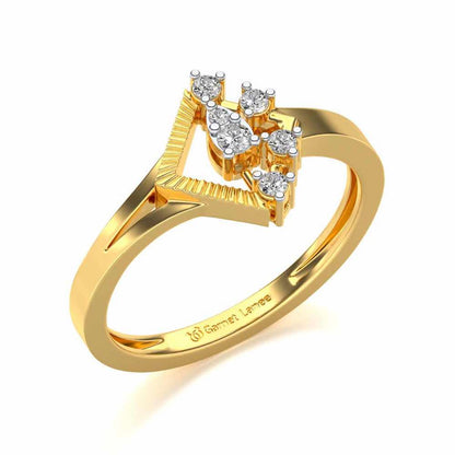 Corrugated Shine Silver Ring - Yellow Gold - Image 1