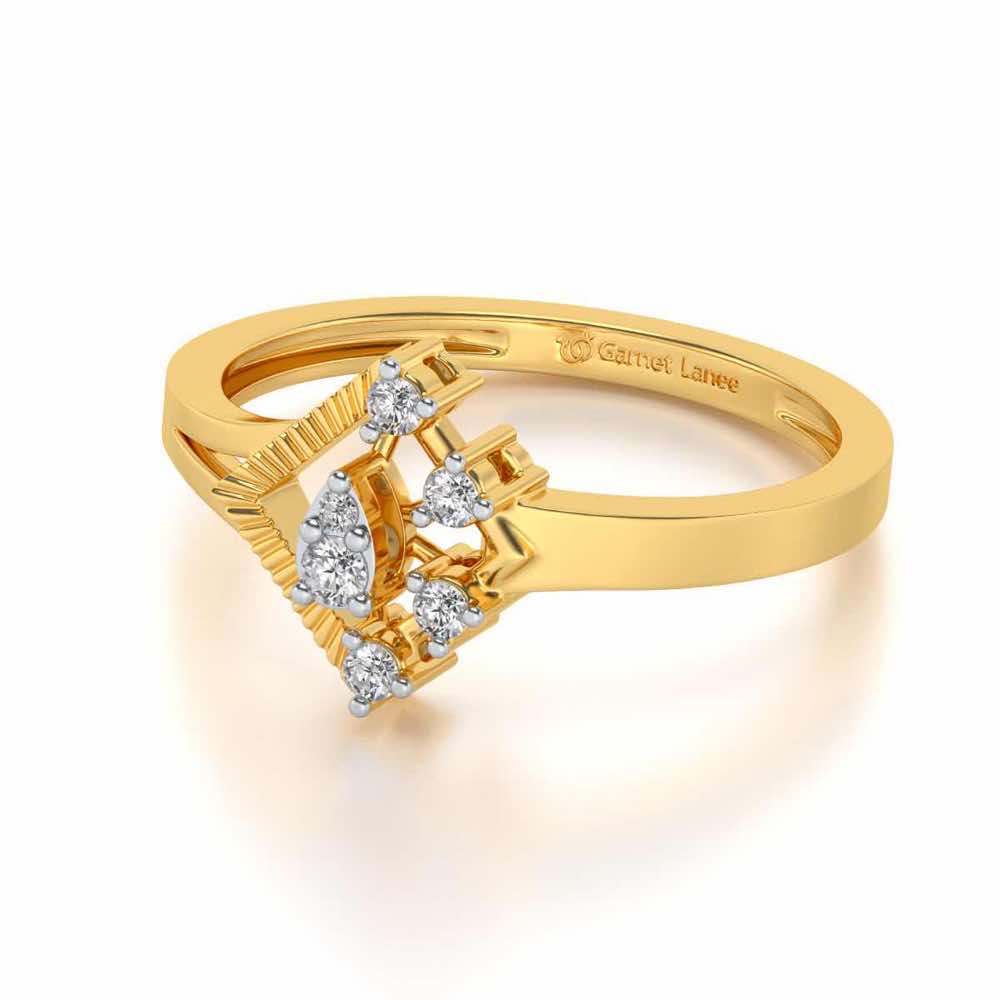 Corrugated Shine Silver Ring - Yellow Gold - Image 2