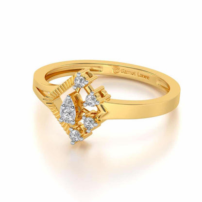 Corrugated Shine Silver Ring - Yellow Gold - Image 2