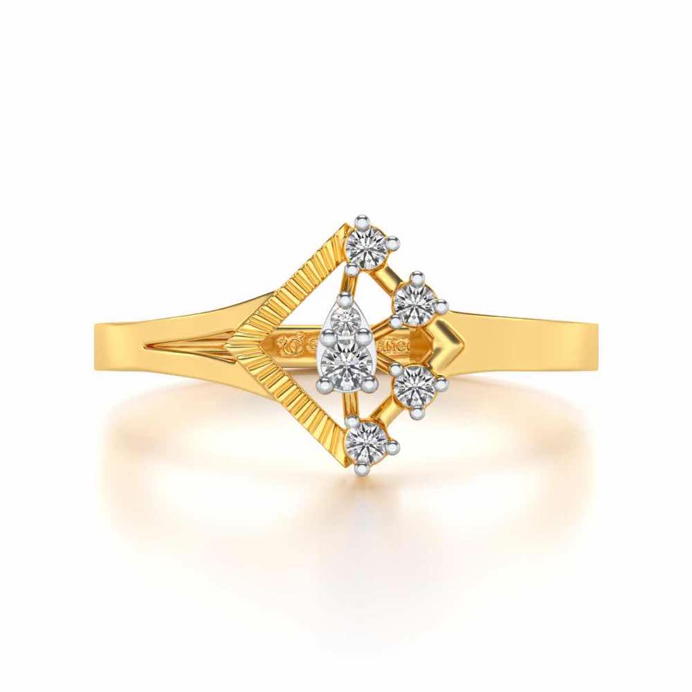 Corrugated Shine Silver Ring - Yellow Gold - Image 4