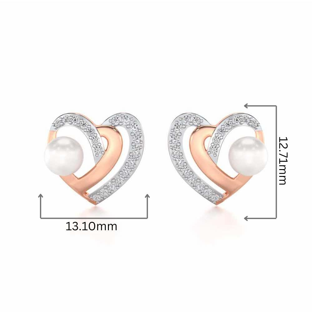 Cosmo-Heart Silver Pearl Earrings - Rose Gold - Image 2
