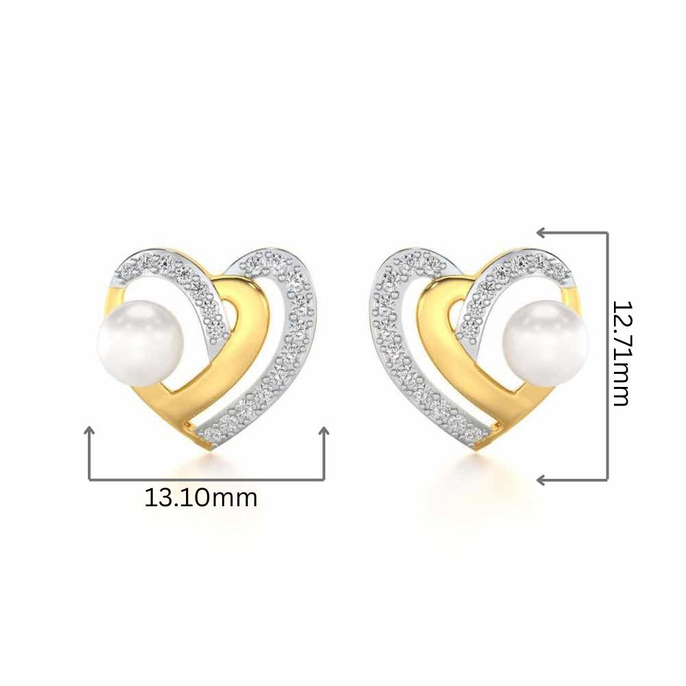 Cosmo-Heart Silver Pearl Earrings - Yellow Gold - Image 2