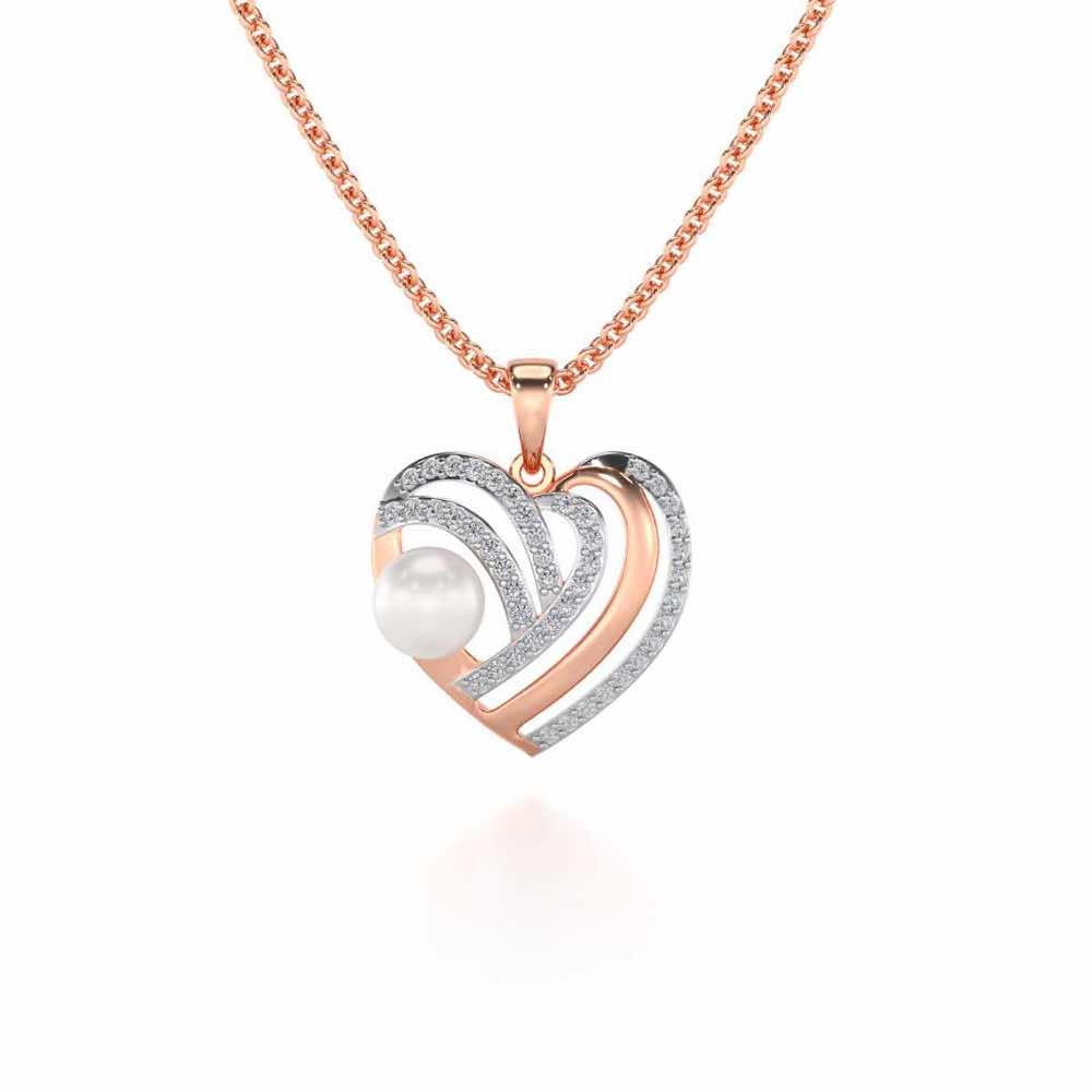 Cosmo-Heart Silver Pearl Pendant - Rose Gold - Image 2