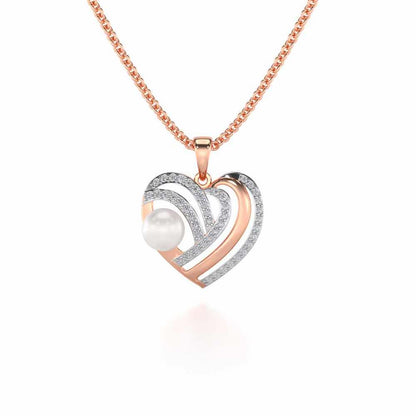 Cosmo-Heart Silver Pearl Pendant - Rose Gold - Image 2