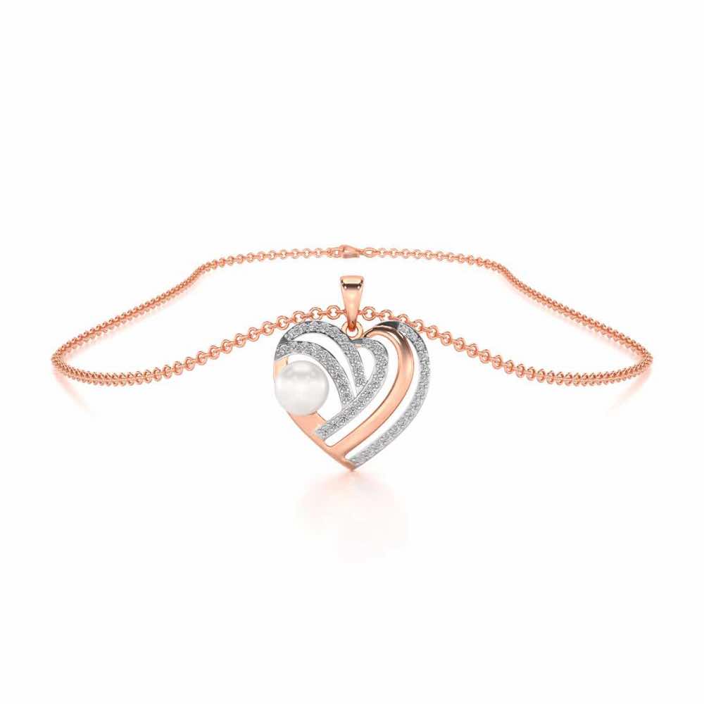 Cosmo-Heart Silver Pearl Pendant - Rose Gold - Image 3