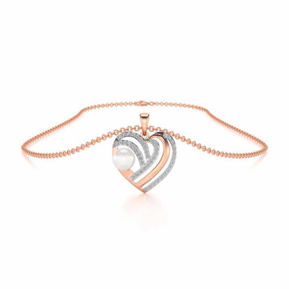 Cosmo-Heart Silver Pearl Pendant - Rose Gold - Image 3