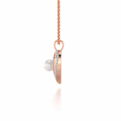 Cosmo-Heart Silver Pearl Pendant - Rose Gold - Image 4