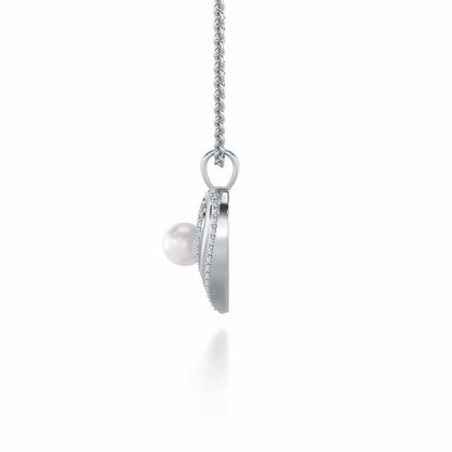 Cosmo-Heart Silver Pearl Pendant - White Gold - Image 4
