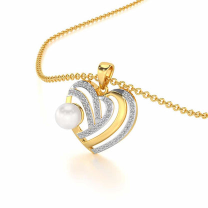Cosmo-Heart Silver Pearl Pendant - Yellow Gold - Image 1