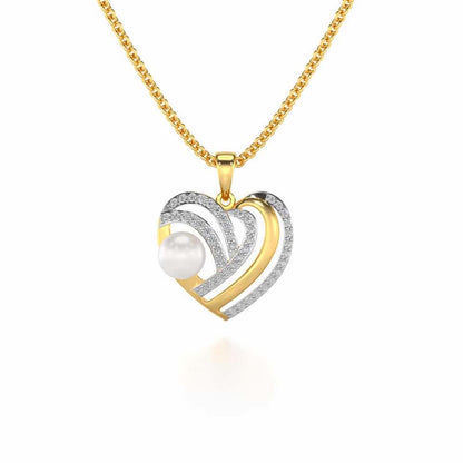 Cosmo-Heart Silver Pearl Pendant - Yellow Gold - Image 2
