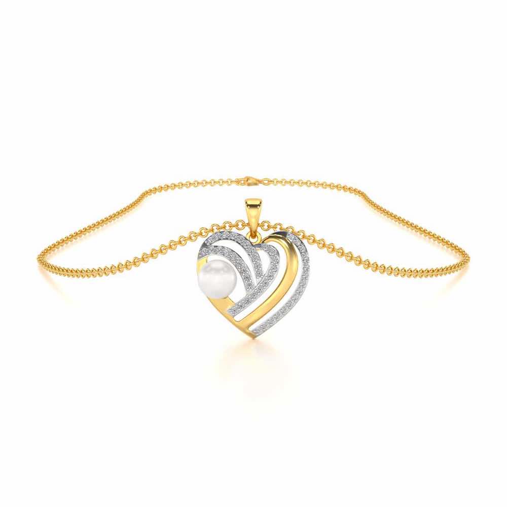 Cosmo-Heart Silver Pearl Pendant - Yellow Gold - Image 3
