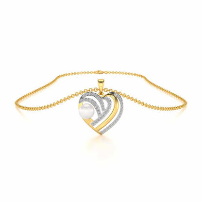 Cosmo-Heart Silver Pearl Pendant - Yellow Gold - Image 3