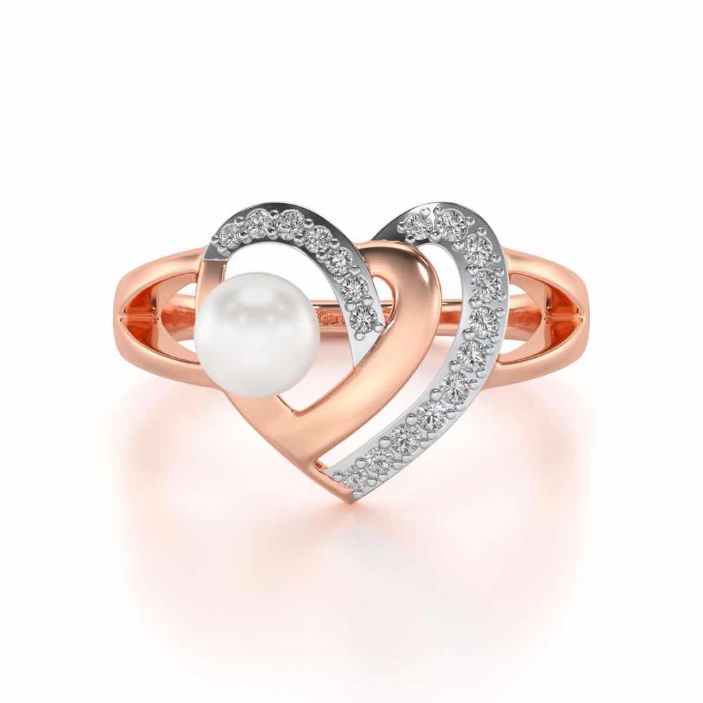 Cosmo-Heart Silver Pearl Ring - Rose Gold - Image 4