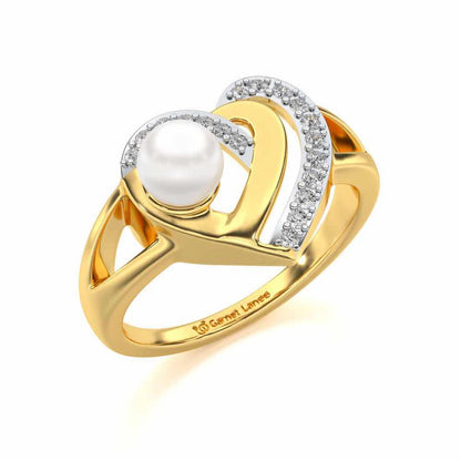 Cosmo-Heart Silver Pearl Ring - Yellow Gold - Image 1