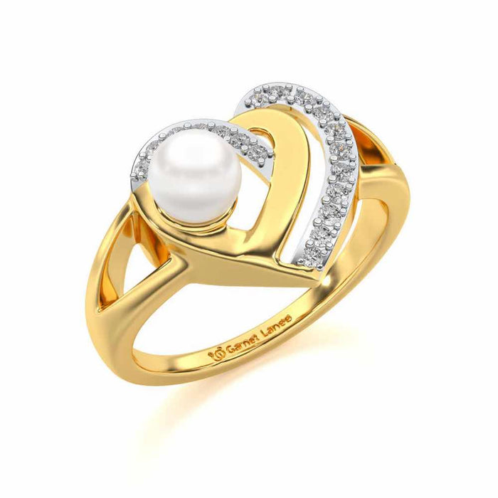Cosmo-Heart Silver Pearl Ring - Yellow Gold - Image 1