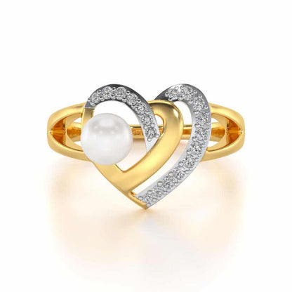 Cosmo-Heart Silver Pearl Ring - Yellow Gold - Image 4