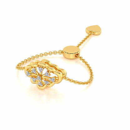Cosmos Adjustable Silver Ring - Yellow Gold - Image 2