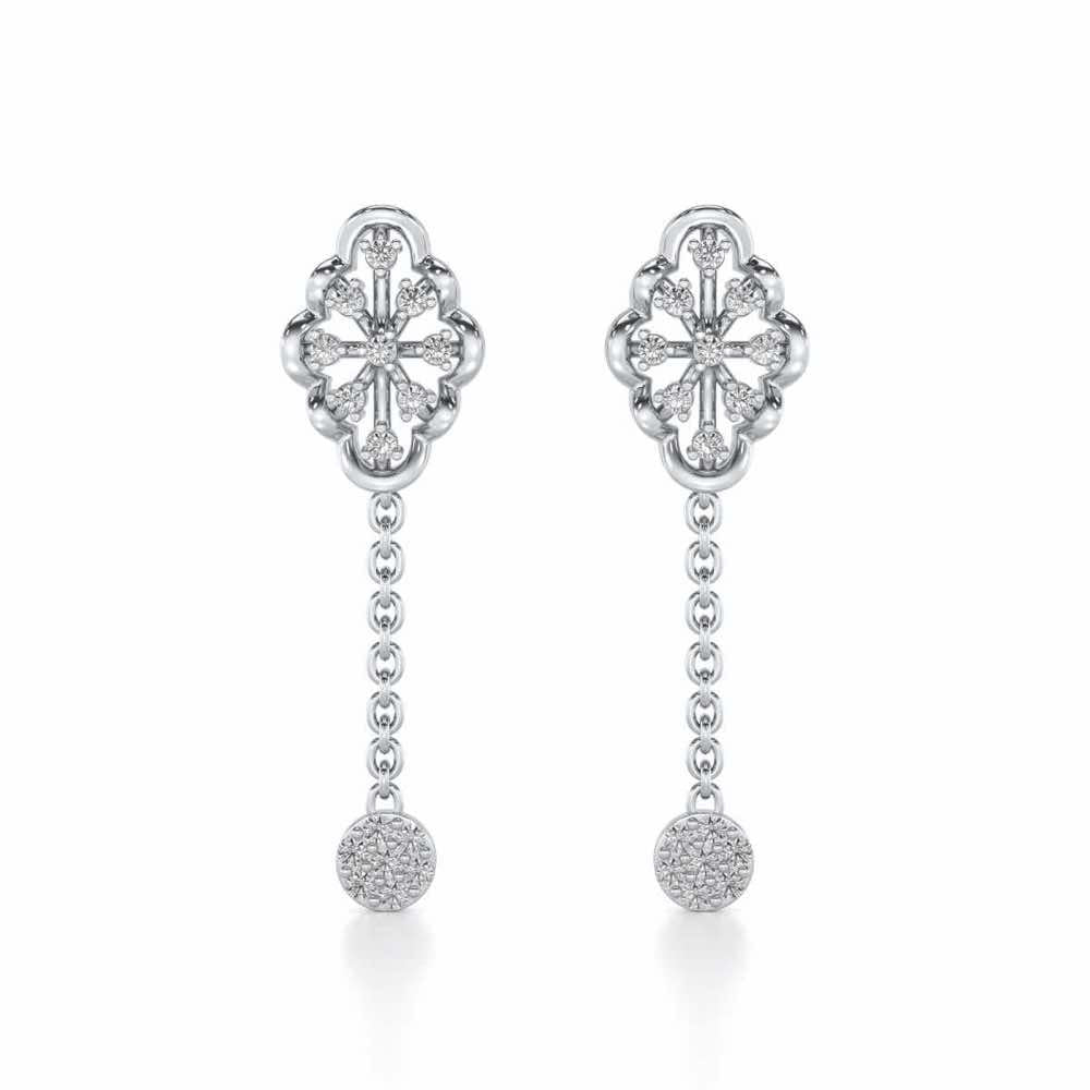Cosmos Silver Earrings - White Gold - Image 1