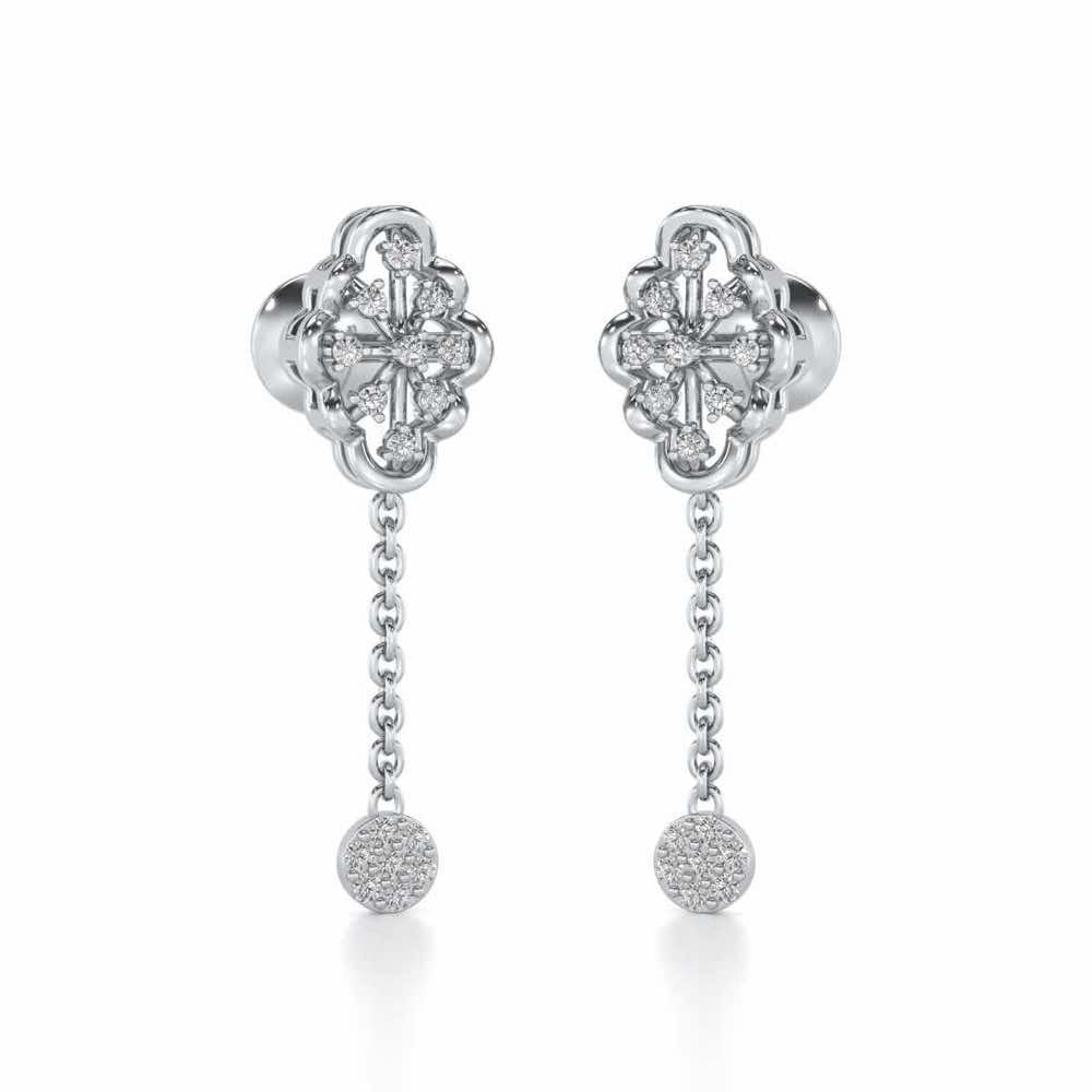 Cosmos Silver Earrings - White Gold - Image 2