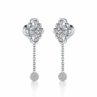 Cosmos Silver Earrings - White Gold - Image 2