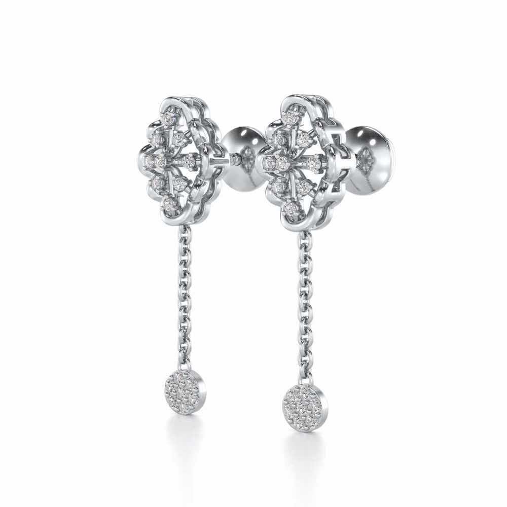 Cosmos Silver Earrings - White Gold - Image 3