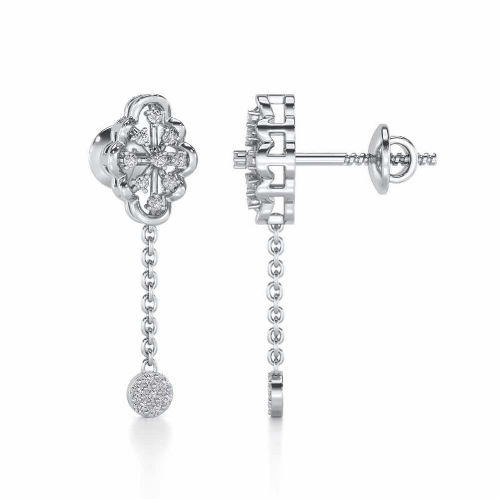 Cosmos Silver Earrings - White Gold - Image 4