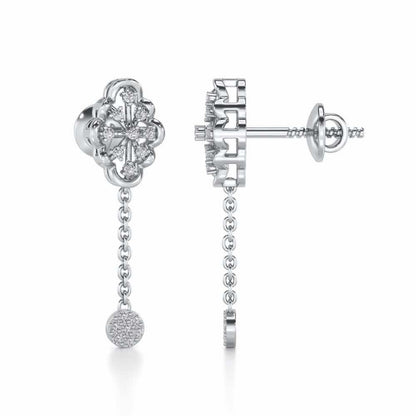 Cosmos Silver Earrings - White Gold - Image 4