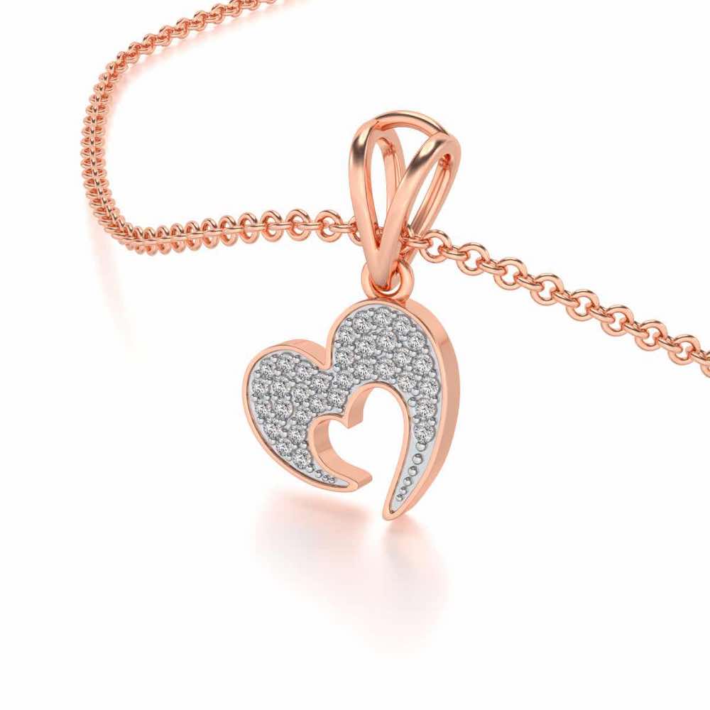 Crescent Heart Silver Pendant - Rose Gold - Image 2