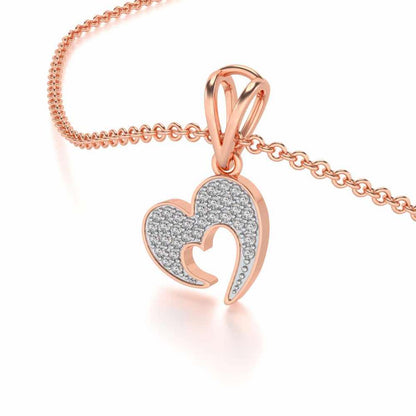 Crescent Heart Silver Pendant - Rose Gold - Image 2
