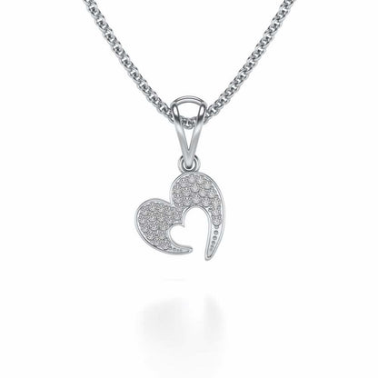 Crescent Heart Silver Pendant - White Gold - Image 1