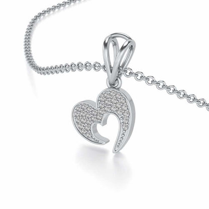 Crescent Heart Silver Pendant - White Gold - Image 2