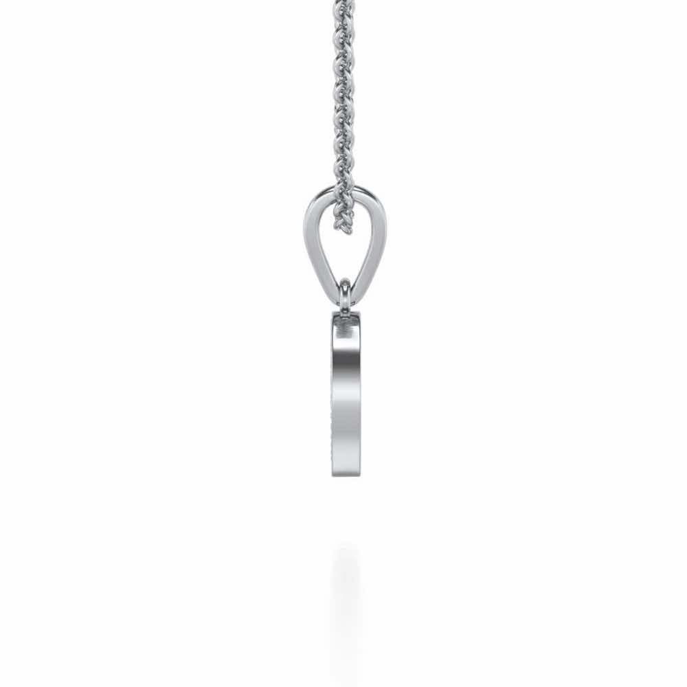 Crescent Heart Silver Pendant - White Gold - Image 3
