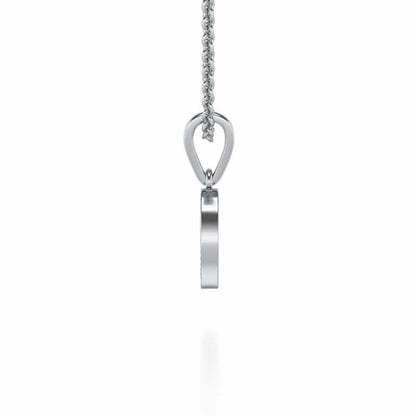 Crescent Heart Silver Pendant - White Gold - Image 3
