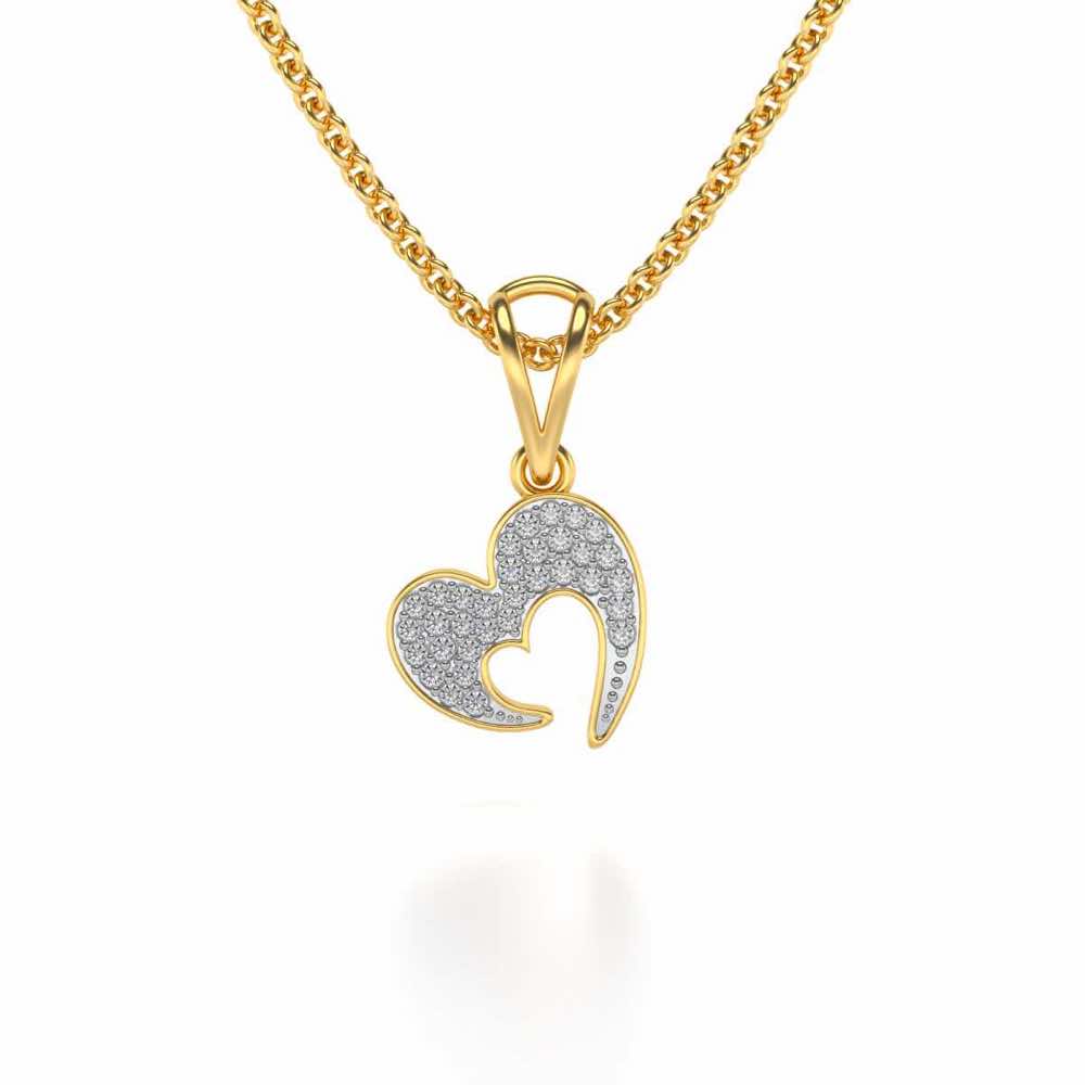Crescent Heart Silver Pendant - Yellow Gold - Image 1