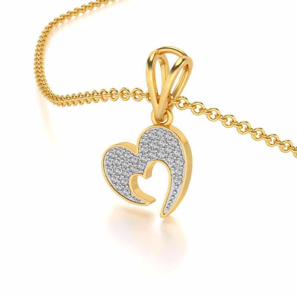 Crescent Heart Silver Pendant - Yellow Gold - Image 2