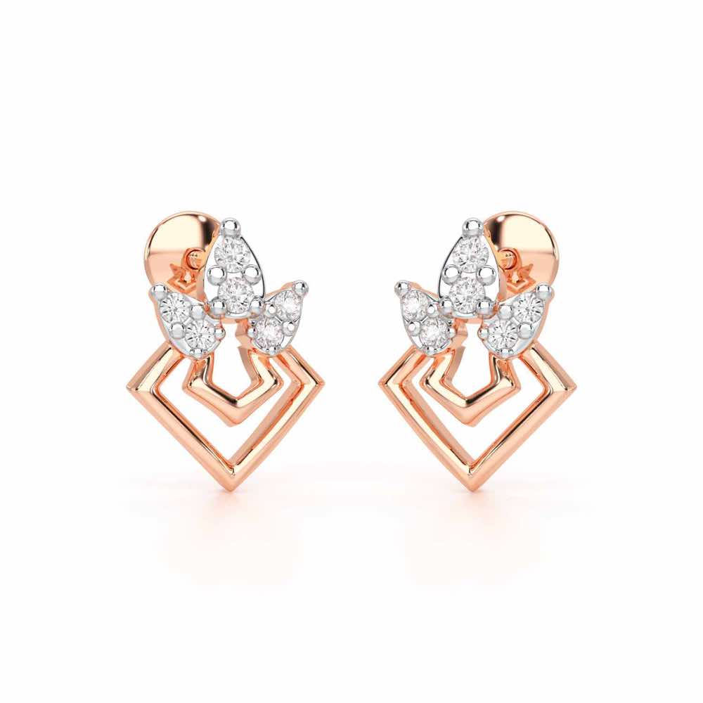 Crescent Shine Silver Earrings - Rose Gold - Image 1