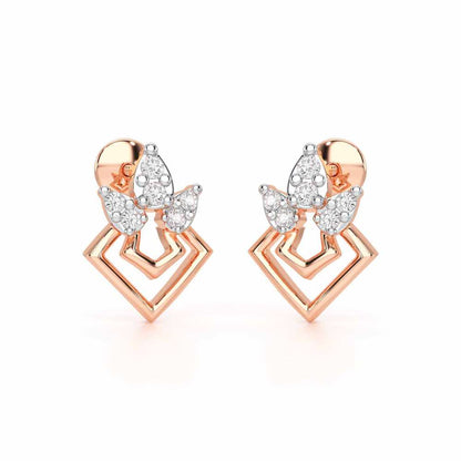 Crescent Shine Silver Earrings - Rose Gold - Image 1