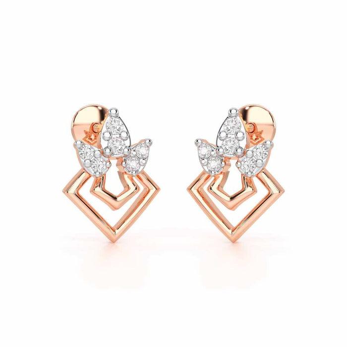 Crescent Shine Silver Earrings - Rose Gold - Image 1