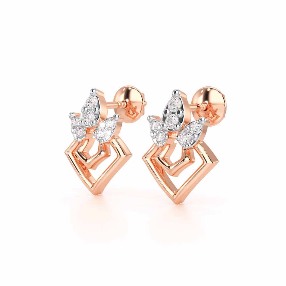 Crescent Shine Silver Earrings - Rose Gold - Image 3
