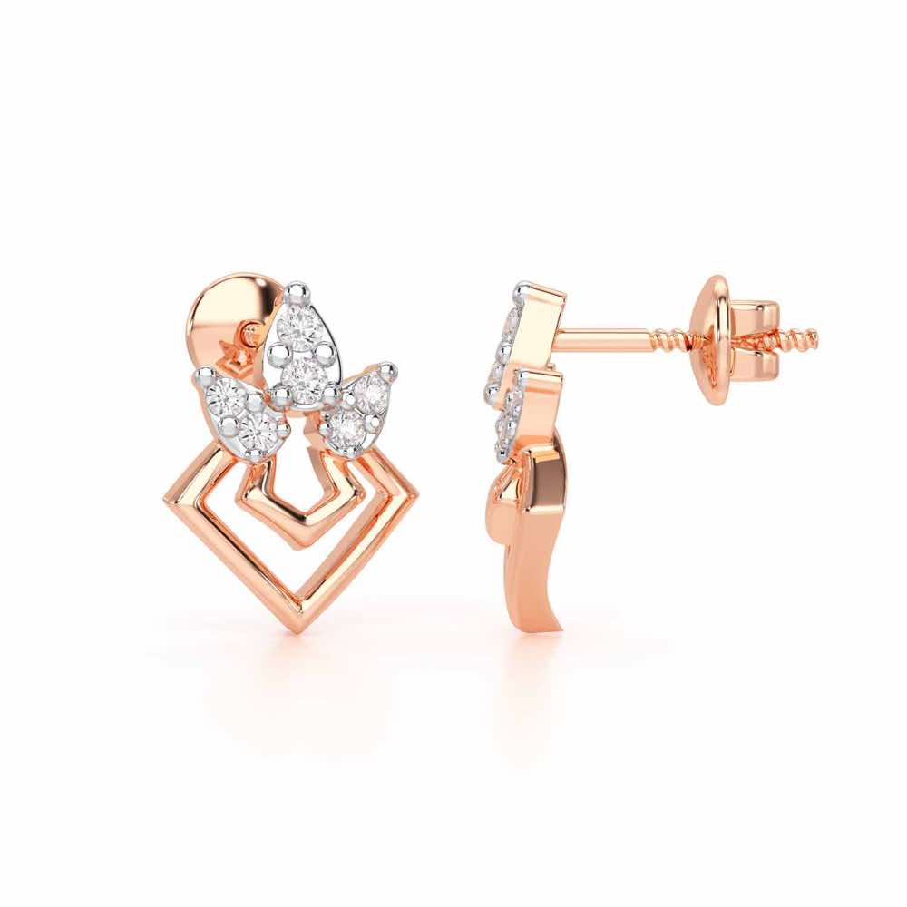 Crescent Shine Silver Earrings - Rose Gold - Image 4