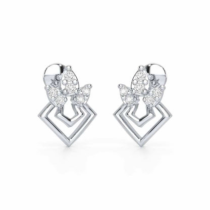 Crescent Shine Silver Earrings - White Gold - Image 1