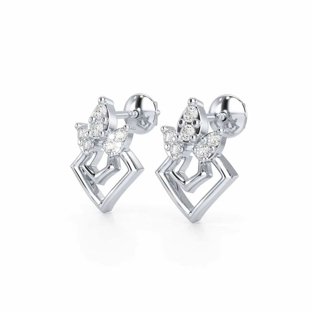 Crescent Shine Silver Earrings - White Gold - Image 3