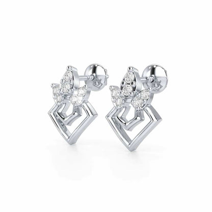 Crescent Shine Silver Earrings - White Gold - Image 3