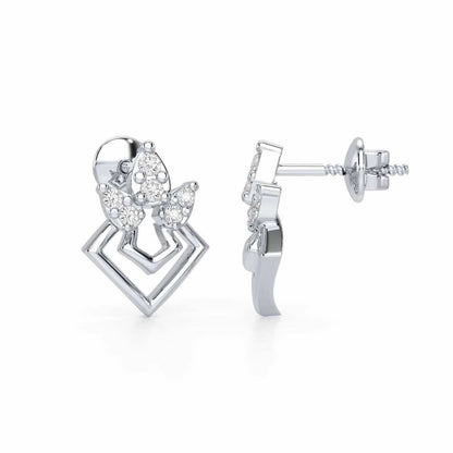 Crescent Shine Silver Earrings - White Gold - Image 4