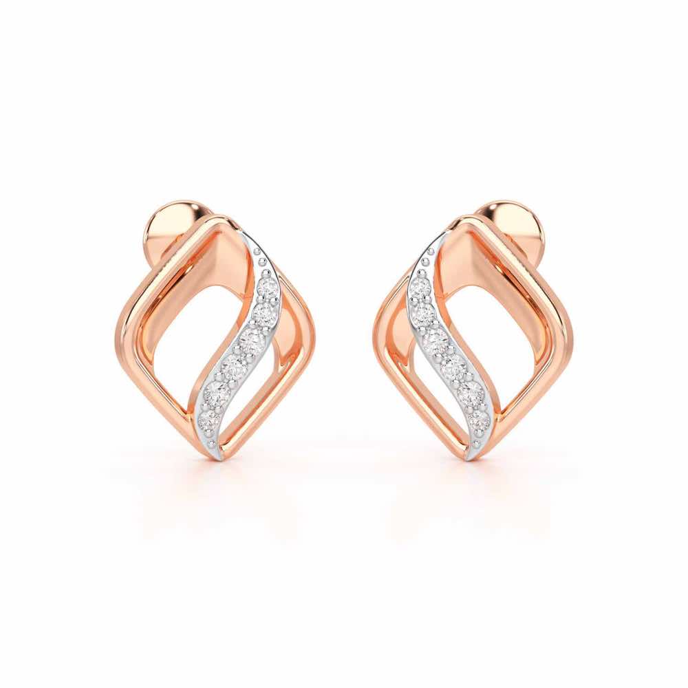 Crescent Spark Silver Earrings - Rose Gold - Image 1