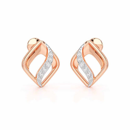 Crescent Spark Silver Earrings - Rose Gold - Image 1